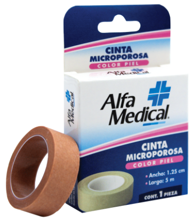 Cinta microporosa color piel 1.25 cm x 5 m