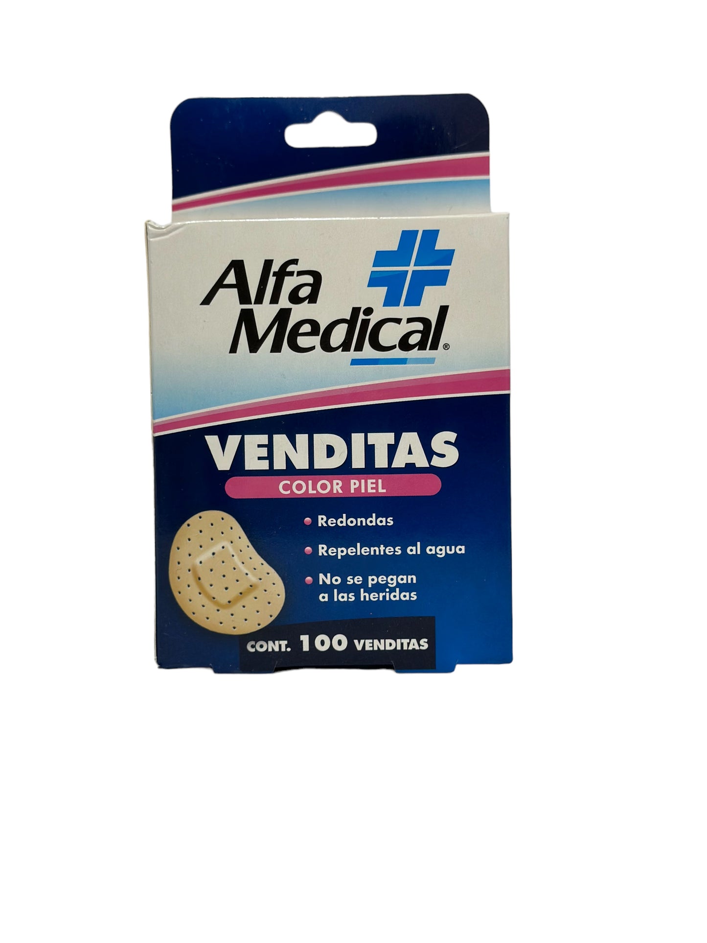 Caja de curitas adhesivo Redondo Alfa Medical 100 pz