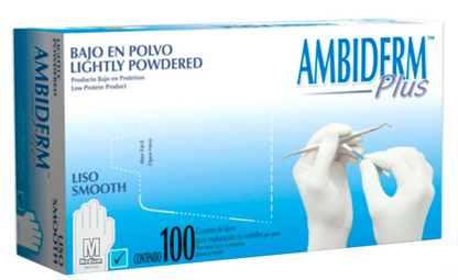 Caja de Guantes de látex Ambiderm 100 pz