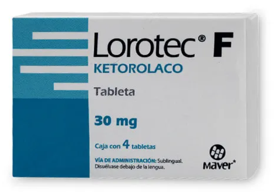 Ketorolaco (Lorotec F) 30mg caja con 6 tabletas sublinguales